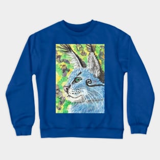 Blue cat face Crewneck Sweatshirt